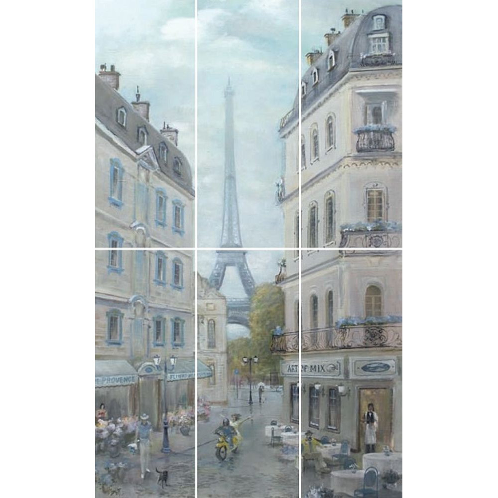 Панно Кантри Шик Париж матовый (из 6 ч. разм. 20х50) 60х100