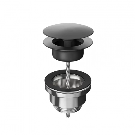 Донный клапан клик-клак для раковины, матовый черный