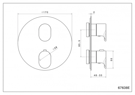Встраиваемый термостатический смеситель для душа OLE с регулировкой температуры, матовый черный
