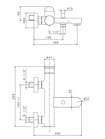 Смеситель для ванны OLE настенный, хром глянец