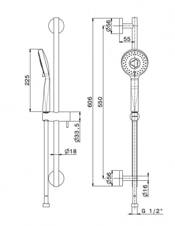 Душевая стойка OLE c лейкой и шлангом, черный матовый