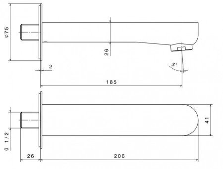 Настенный излив OLE, золотой атласный