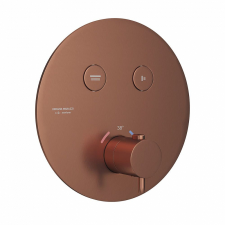 Встраиваемый термостатический кнопочный смеситель для душа ETERNA на 2 пот. брашированная медь, pvd