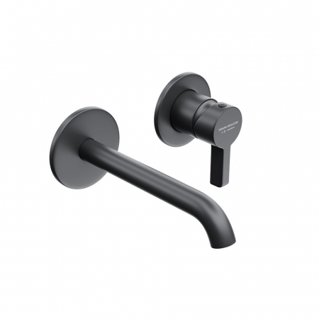 Смеситель для раковины LINEA однорычажный настенный, черный матовый