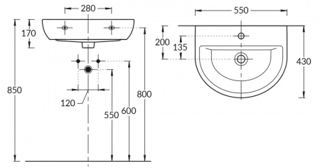 Раковина BUONGIORNO 55 с крепежом