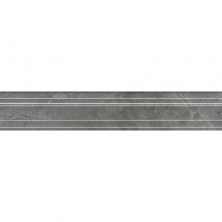 Бордюр Багет Риальто серый тёмный глянцевый обрезной 40x7,3x2,7
