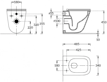 Унитаз CUBO Tornado подвесной, с системой смыва торнадо с крепежом и сиденьем, белый глянцевый