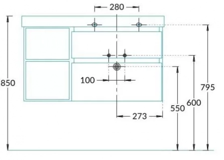 Тумба CUBO правая подвесная с ящиками 90, лимо матовая-древесная