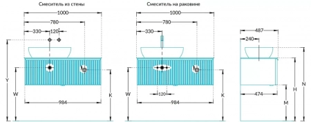 Тумба ICONICO подвесная 100 с рифленым стеклом, 1 ящик, черная