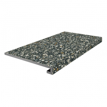 Ступень фронтальная клееная Бричиола чёрный матовый обрезной 33x60x0,9