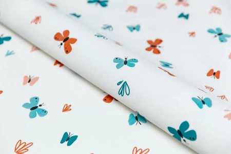 Обои виниловые на флизелиновой основе Уик-энд мотив, оранжево-синий бабочки