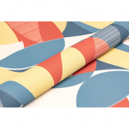 Обои виниловые Шафран мотив, разноцветный, синий, листья