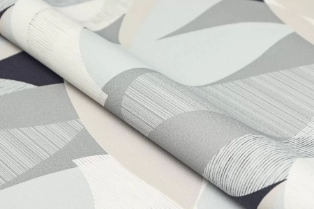 Обои виниловые на флизелиновой основе Шафран мотив, черный, листья