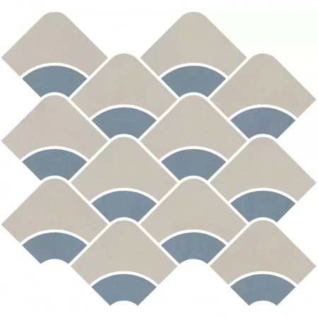 Декор Таделакт наборный серый светлый, синий светлый матовый обрезной 30x28x0,9