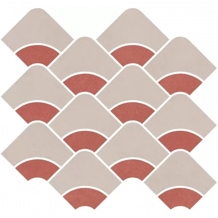 Декор Таделакт наборный серый светлый, красный матовый обрезной 30x28x0,9