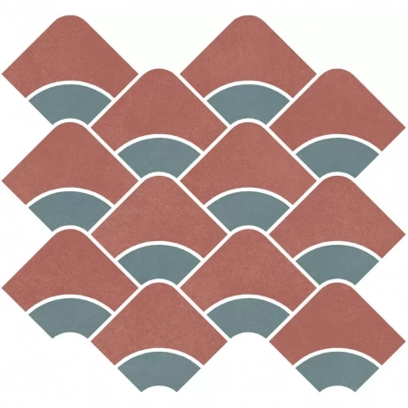 Декор Таделакт наборный красный, бирюзовый матовый обрезной 30x28x0,9