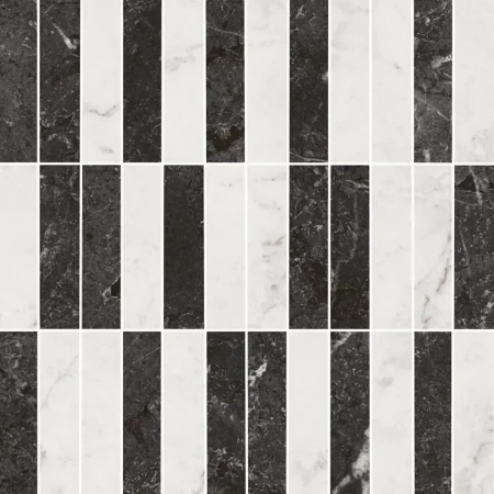 Декор Тубкаль мозаичный микс чёрный белый глянцевый обрезной 30x30x0,9