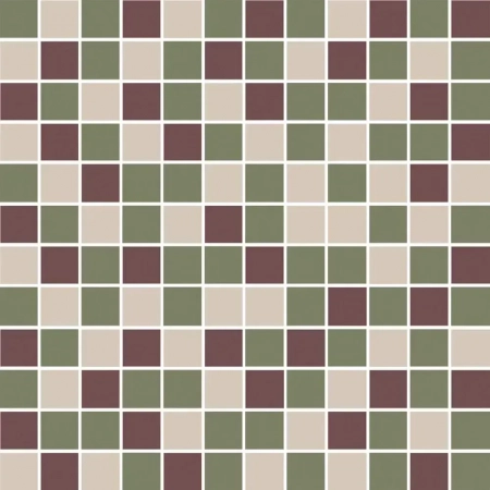 Декор Темари мозаичный микс зелёный, бордовый, бежевый светлый матовый 29,8x29,8x0,35