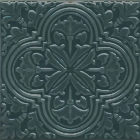 Декор Фес зелёный тёмный глянцевый 15x15x0,77