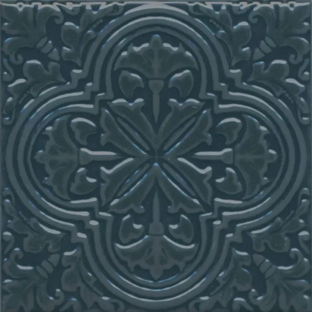 Декор Фес бирюзовый тёмный глянцевый 15x15x0,77