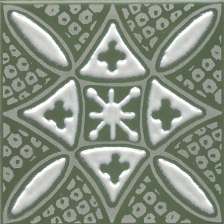 Декор Бахия 2 зелёный глянцевый 9,8x9,8x0,7