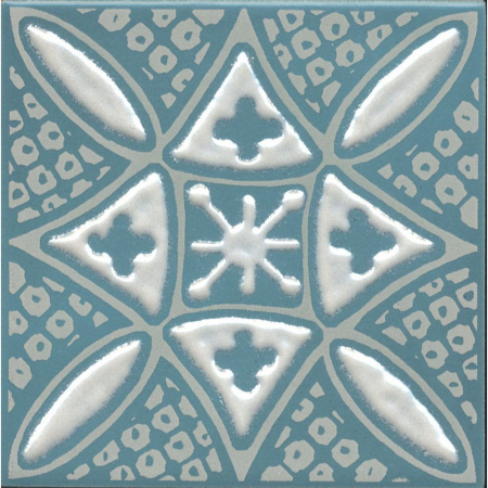 Декор Бахия 2 бирюзовый глянцевый 9,8x9,8x0,7