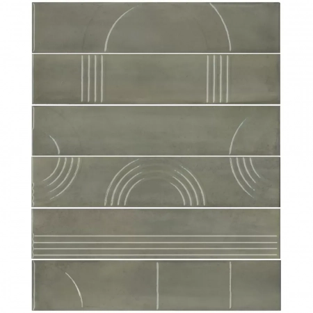 Панно Мажорель зелёный глянцевый (из 6 частей 6х28,5) 36x28,5x1