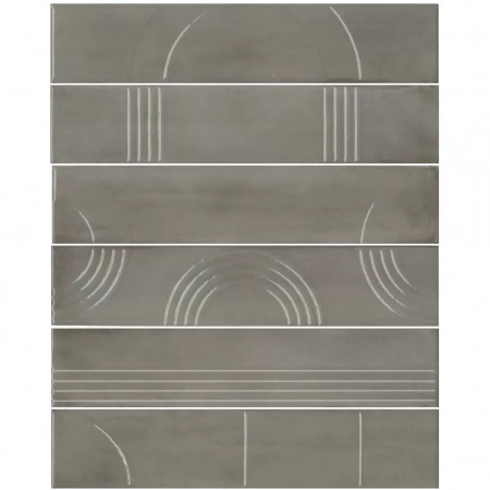 Панно Мажорель серый глянцевый (из 6 частей 6х28,5) 36x28,5x1