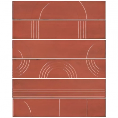 Панно Мажорель красный глянцевый (из 6 частей 6х28,5) 36x28,5x1