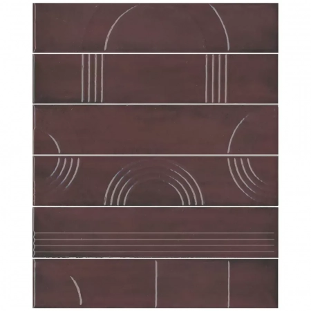 Панно Мажорель бордовый глянцевый (из 6 частей 6х28,5) 36x28,5x1