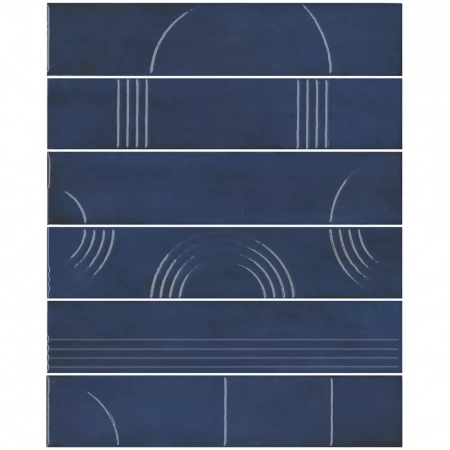 Панно Мажорель синий тёмный глянцевый (из 6 частей 6х28,5) 36x28,5x1