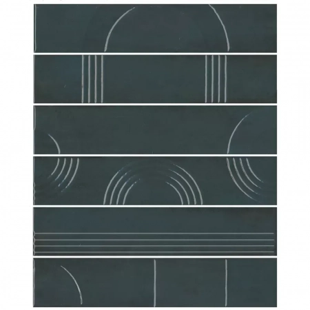 Панно Мажорель зелёный тёмный глянцевый (из 6 частей 6х28,5) 36x28,5x1