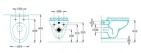 Унитаз KPRO подвесной безободковый с сиденьем, белый глянцевый