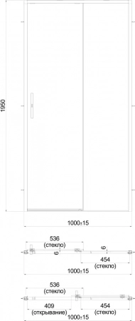 Душевая дверь LINDO, раздвижная с функцией soft close, 100х195, матовый черный