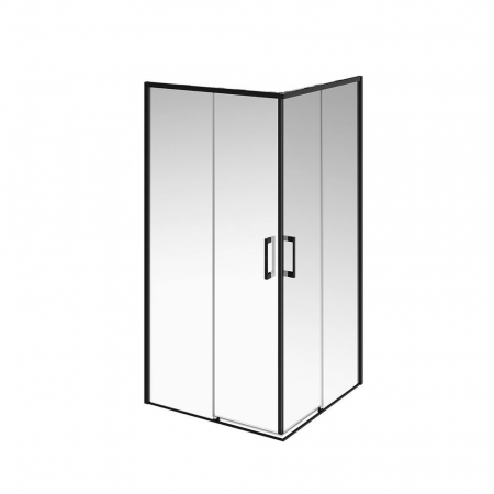 Душевой уголок LINDO, раздвижной с функцией soft close, квадратный, 100х100х195, матовый черный