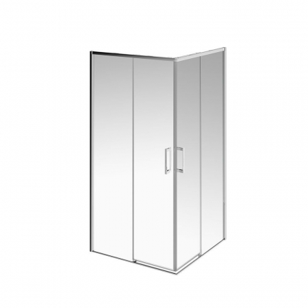 Душевой уголок LINDO, раздвижной с функцией soft close, квадратный, 100х100х195, хром