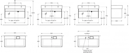 Тумба LOGICA подвесная 2 ящика 90 см, песчаный