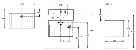 Тумба LOGICA M подвесная 2 выдвижных ящика 65, белоснежный