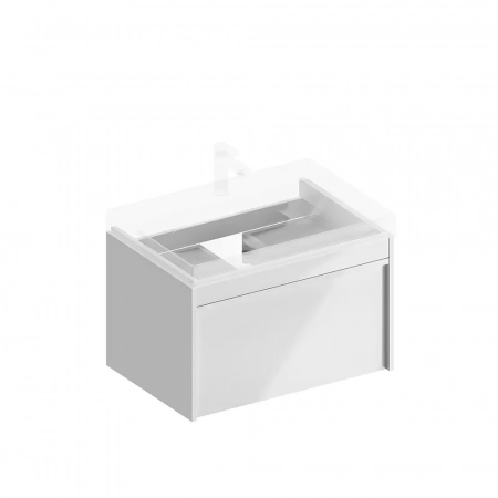 Тумба MODULA подвесная 70 с ящиком 1+1, белая глянцевая