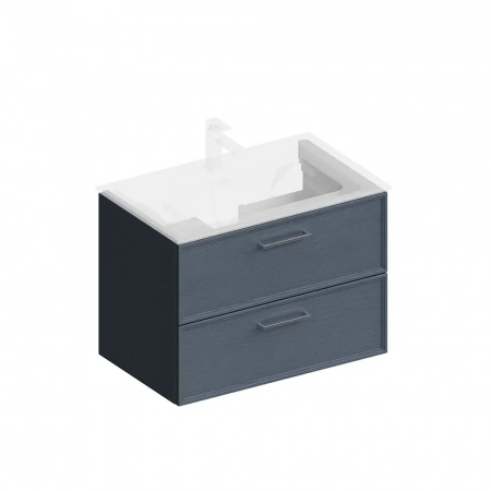 Тумба PIANO Classic подвесная 75 см, 2 ящика, ясень синий матовый