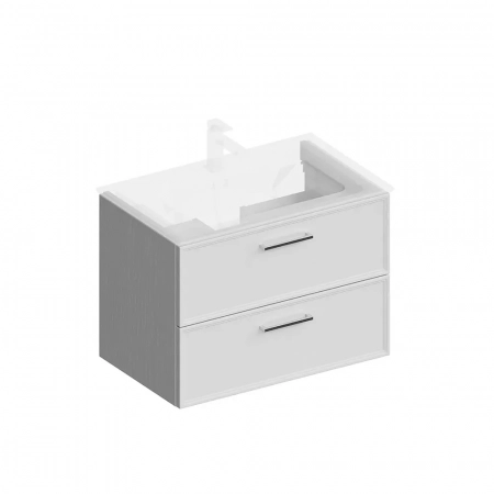 Тумба PIANO Classic подвесная 75 см, 2 ящика, ясень белый матовый