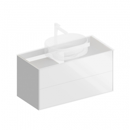 Тумба PLAZA Modern подвесная 100, 2 ящика, белая глянцевая