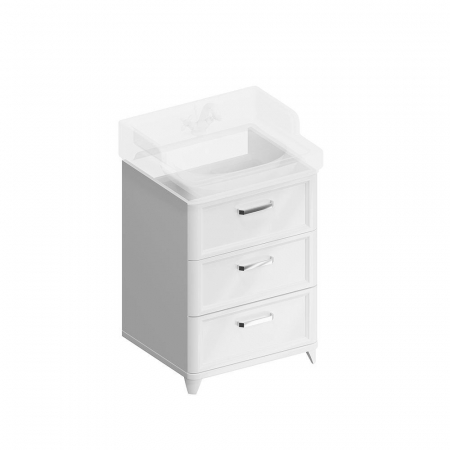 Тумба POMPEI напольная с 3 ящиками 60, белая глянцевая