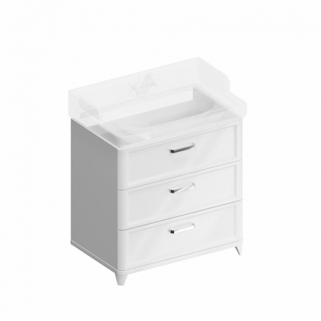 Тумба POMPEI напольная с 3 ящиками 80, белая глянцевая