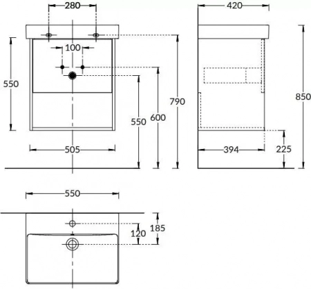 Тумба PRO подвесная 1 ящик 55, швейцарский вяз