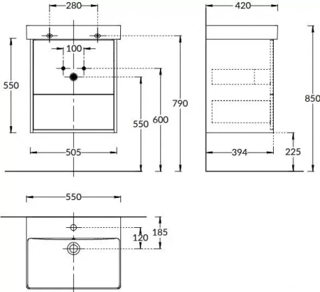 Тумба PRO подвесная 2 ящика 55, швейцарский вяз
