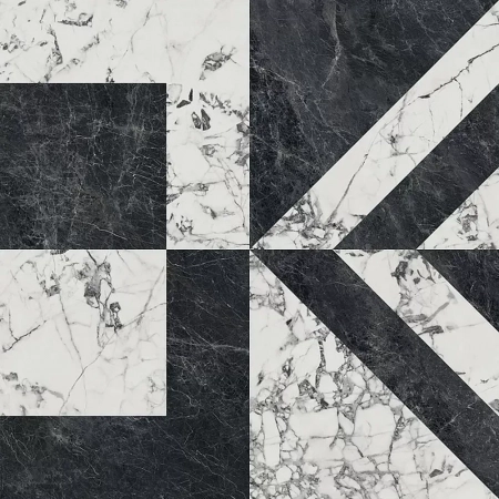 Бьянко Неро белый чёрный лаппатированный обрезной 119,5x119,5x0,9