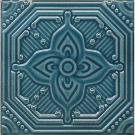 Декор Салинас синий глянцевый 15х15