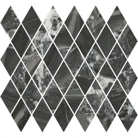 Декор Риальто мозаичный чёрный глянцевый 37,5x35x1