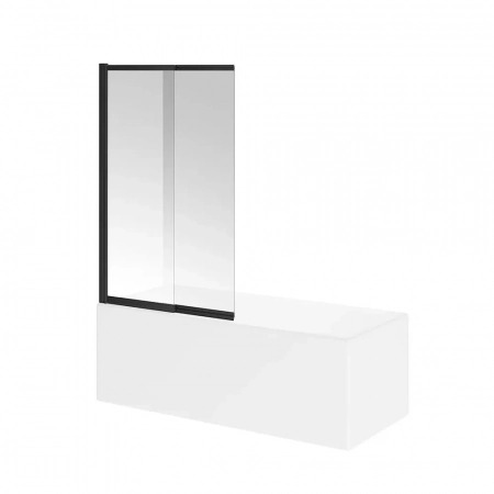 Шторка на ванну VETRO, раздвижная/распашная, 100х150, матовый черный